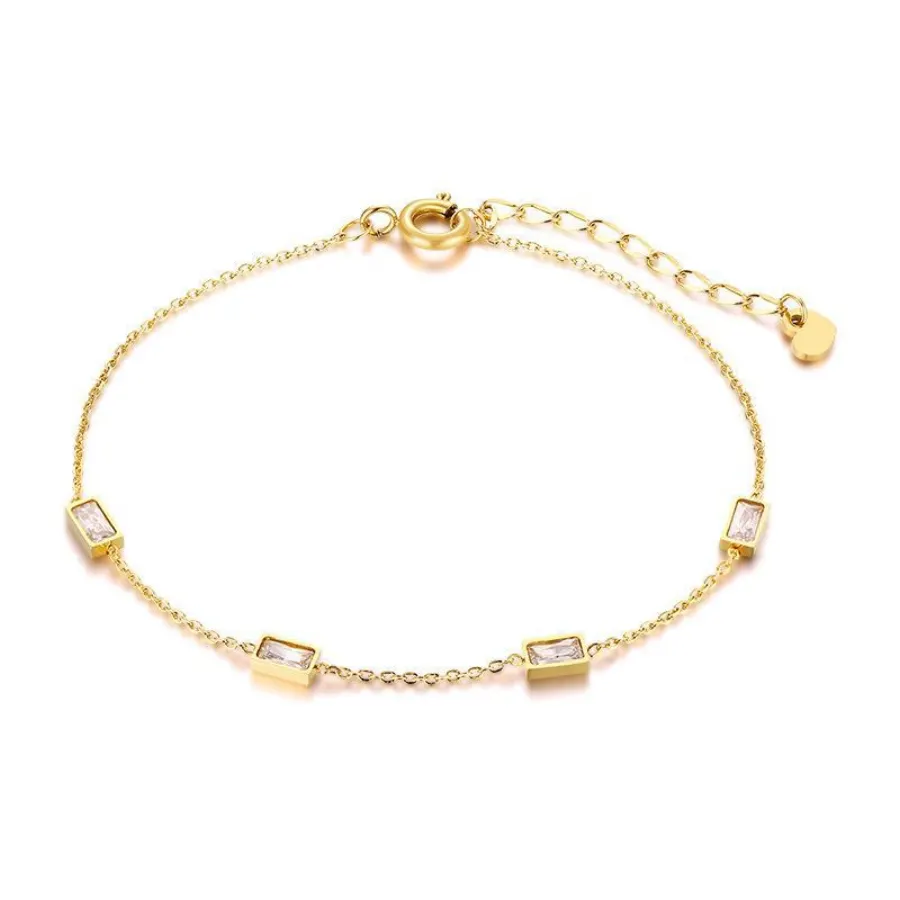 Pulsera Dorada Zirconias Blancas Acero Inoxidable