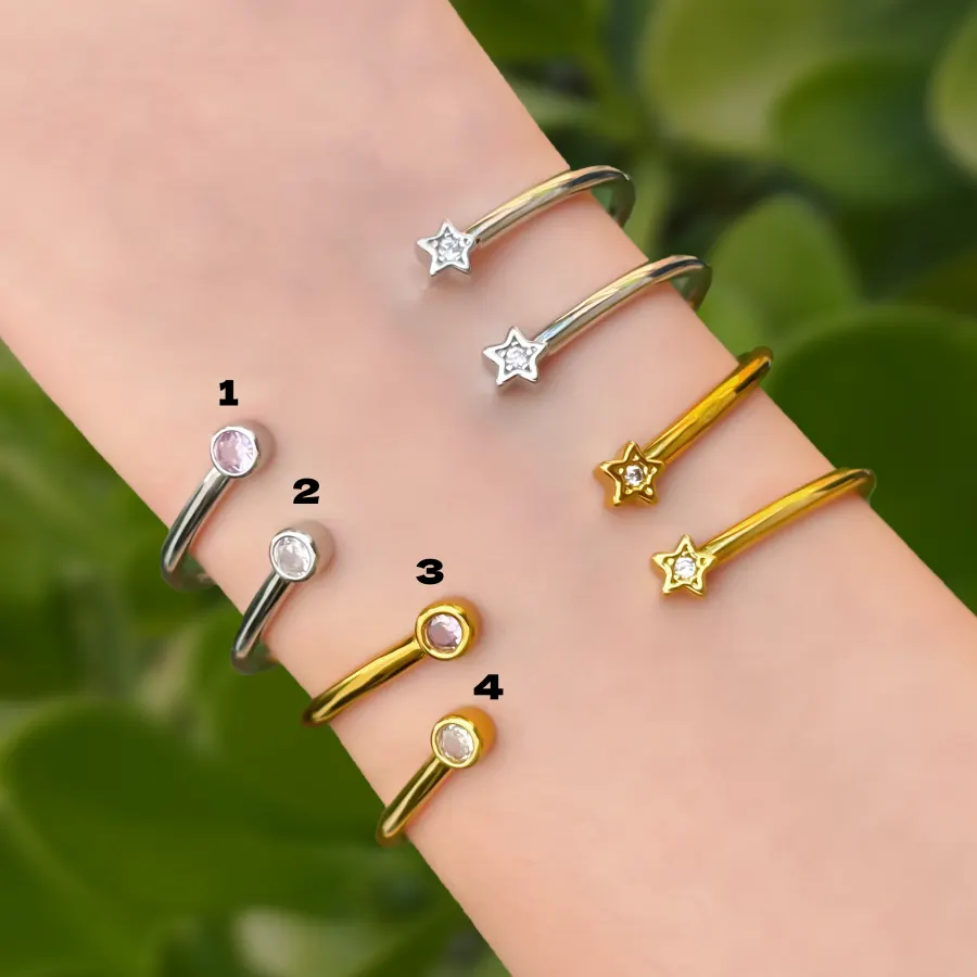 Pulsera Estrellas con Zirconias Ajustable Chapa de Oro