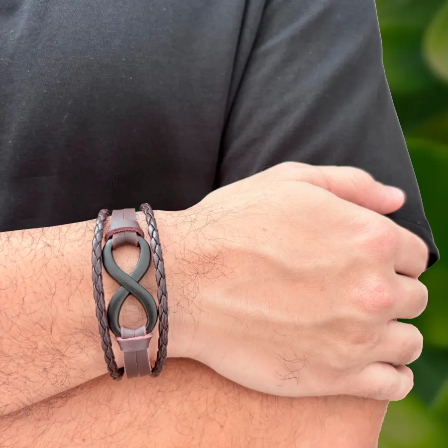 Pulsera Hombre Cafe Cuero