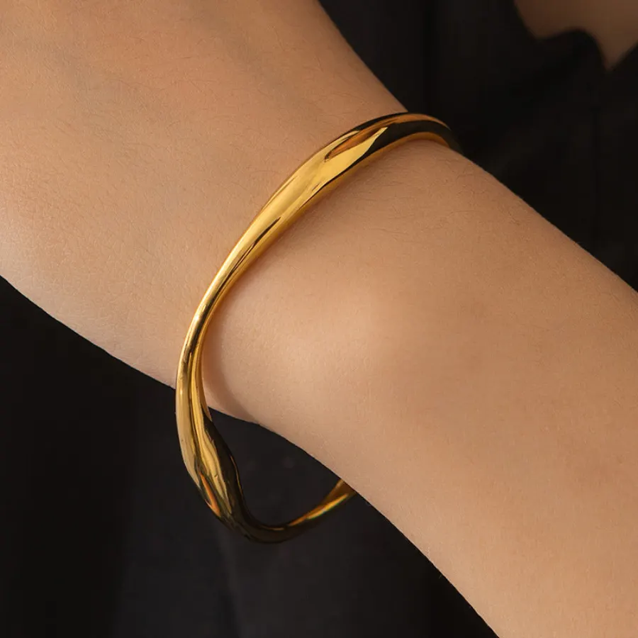 Pulsera Dorada Irregular Acero Inoxidable