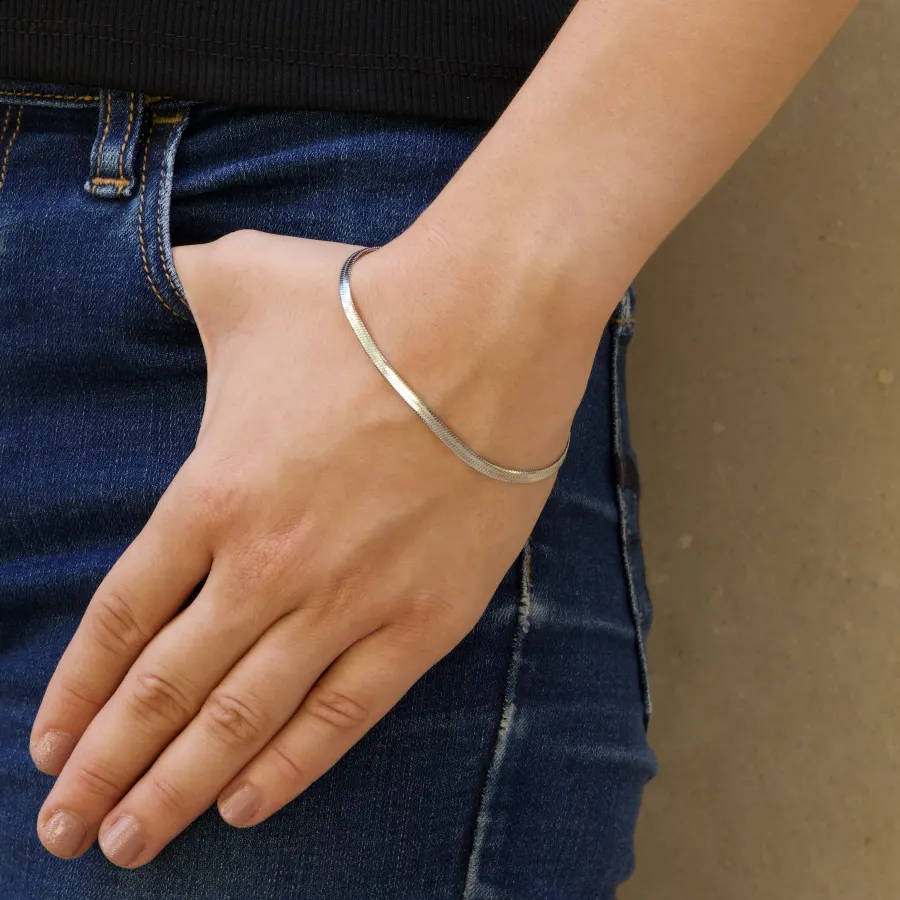 Pulsera Plateada XL Plana Hombre y Mujer Acero Inoxidable