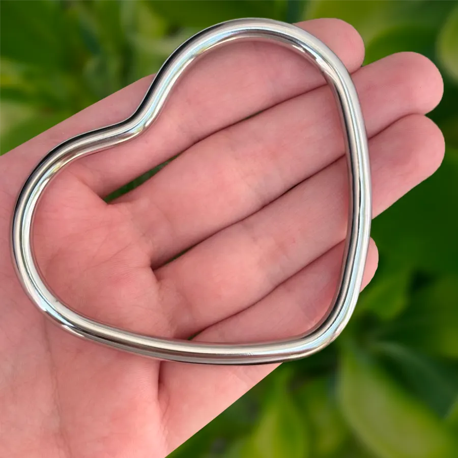 Pulsera Plateada Corazon Acero Titanio