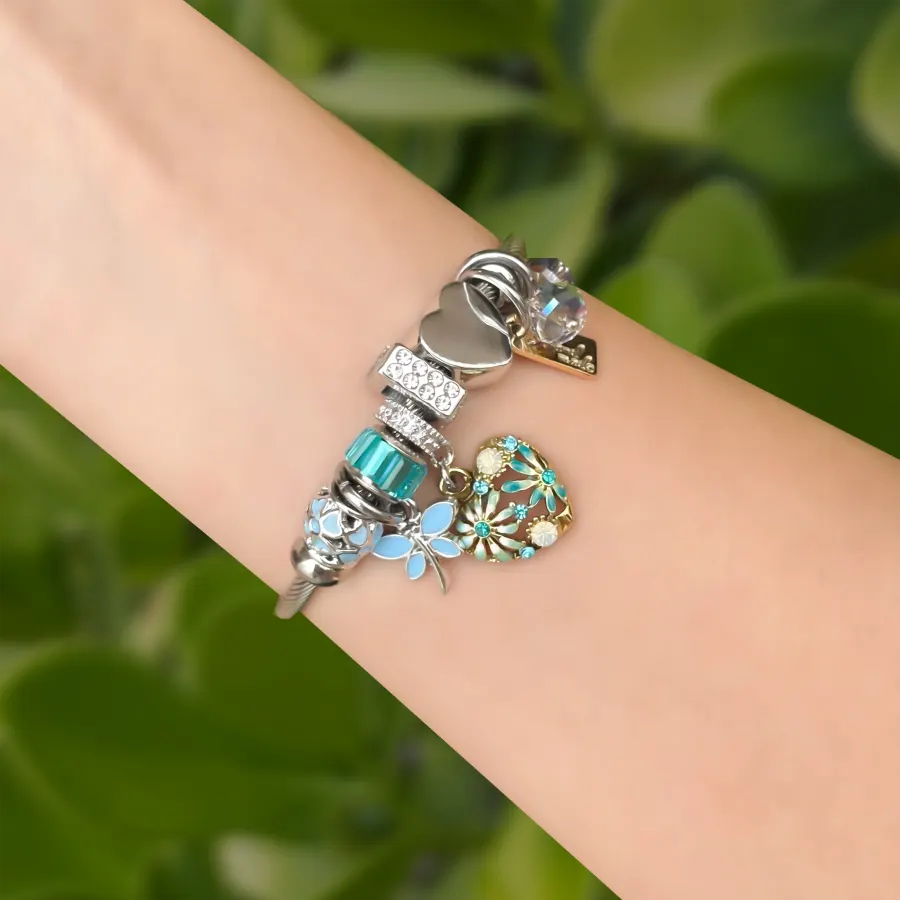 Pulsera Plateada de Charms Acero Inoxidable