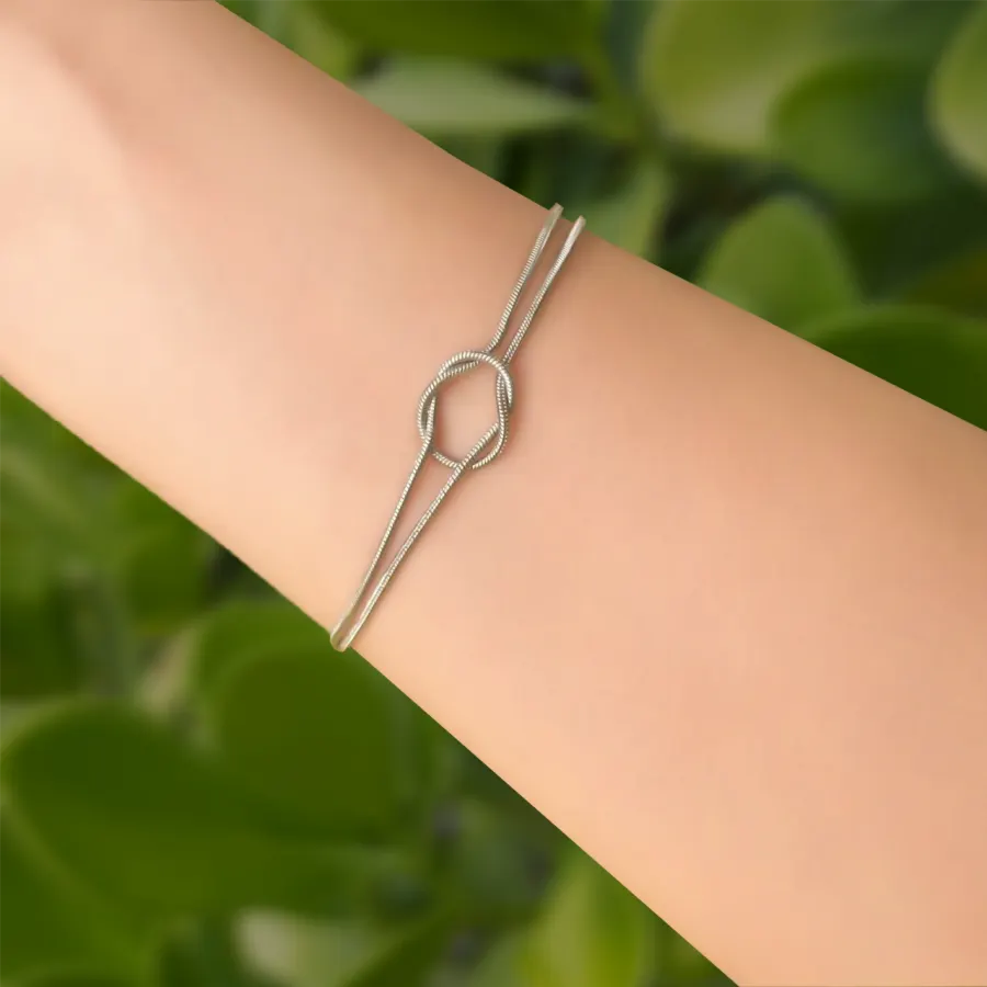 Pulsera Plateada Nudo Marinero
