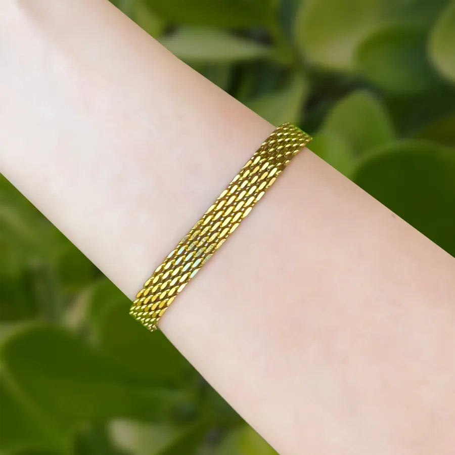 Pulsera Tejida Dorada Acero Inoxidable
