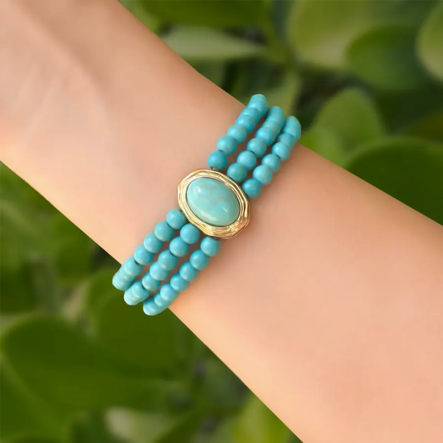 Pulsera Turquesa Cuentas de Piedra