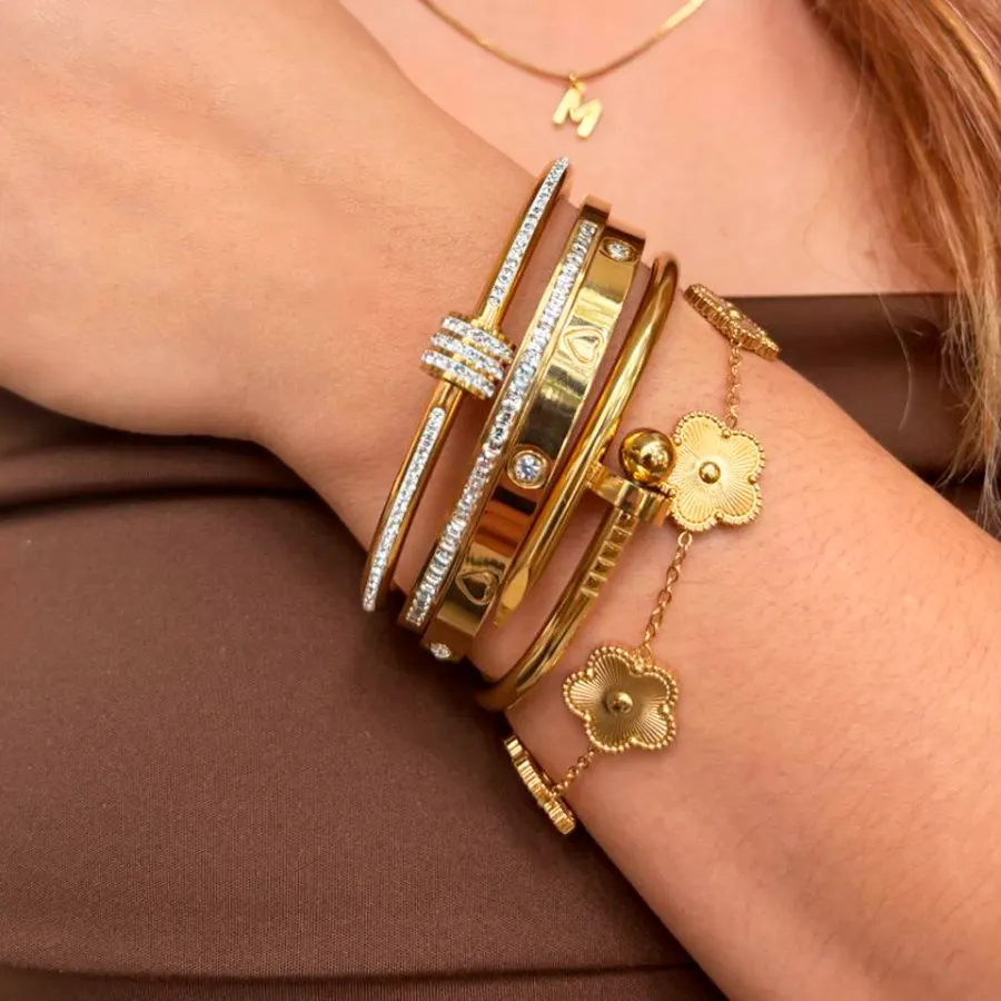 Set 5 pulseras Doradas Acero Inoxidable