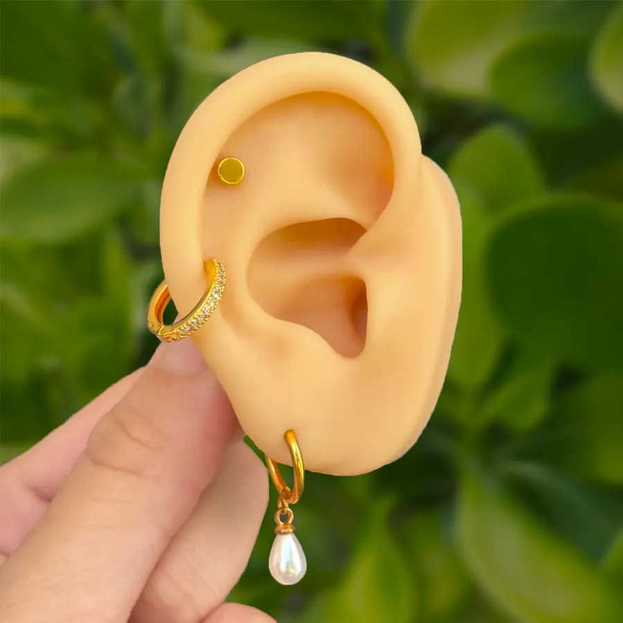 Set Aretes Dorado Acero Inoxidable